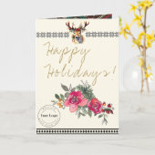 Happy Holidays Boho Business Logo Carte de voeux (Fleur jaune)