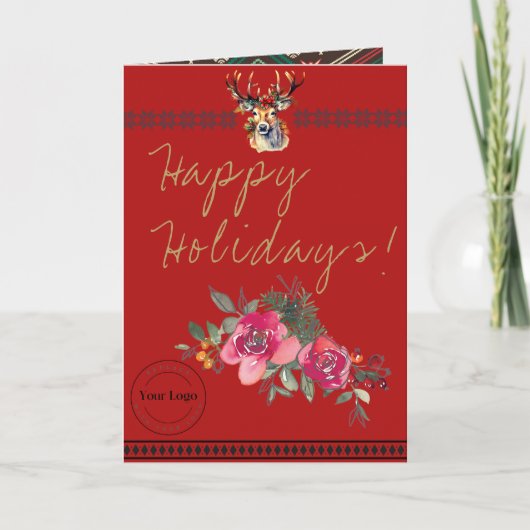 Happy Holidays Boho Business Logo Carte de voeux (Devant)