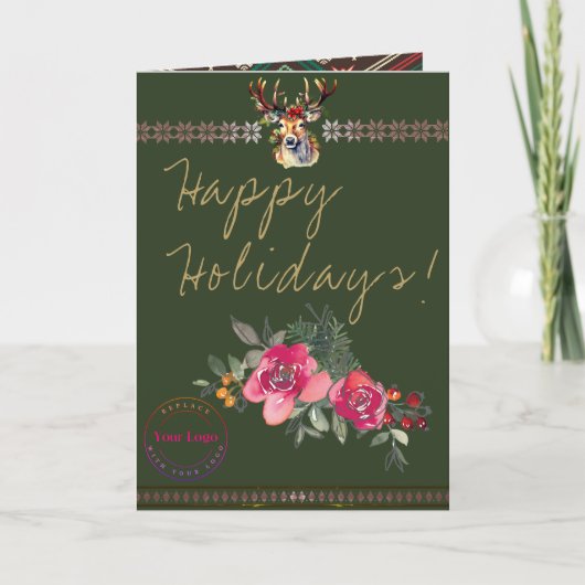 Happy Holidays Boho Business Logo Carte de voeux (Devant)