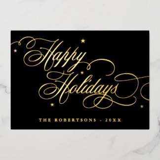 Happy Holidays Calligraphy Photo Carte de nom de f