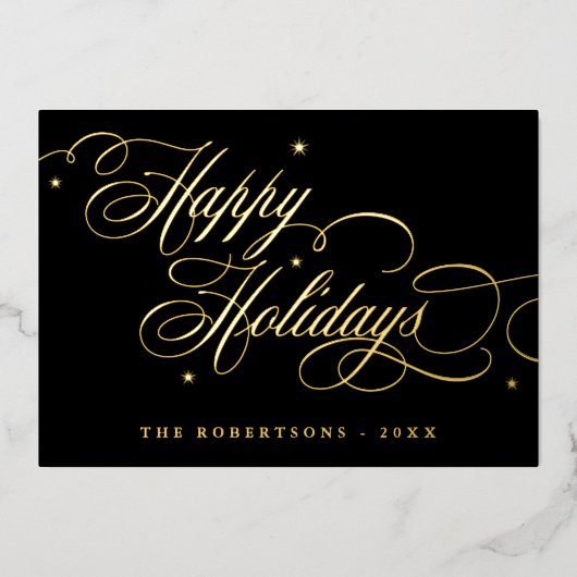 Happy Holidays Calligraphy Photo Carte de nom de f (Recto)