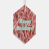 Happy Holidays Candy Cane Style Glas Ornament (Voorkant Rechts)