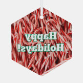 Happy Holidays Candy Cane Style Glas Ornament (Achterkant)