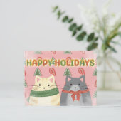 Happy Holidays Cats Postcard Briefkaart (Staand voorkant)