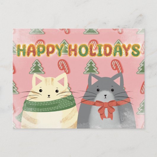 Happy Holidays Cats Postcard Briefkaart (Voorkant)