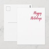 Happy holidays christmas handwriting red white briefkaart (Voorkant / Achterkant)