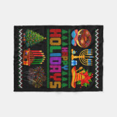 Happy Holidays Christmas Hanukkah Kwanzaa Happy Ne Fleece Deken (Voorkant (Horizontaal))