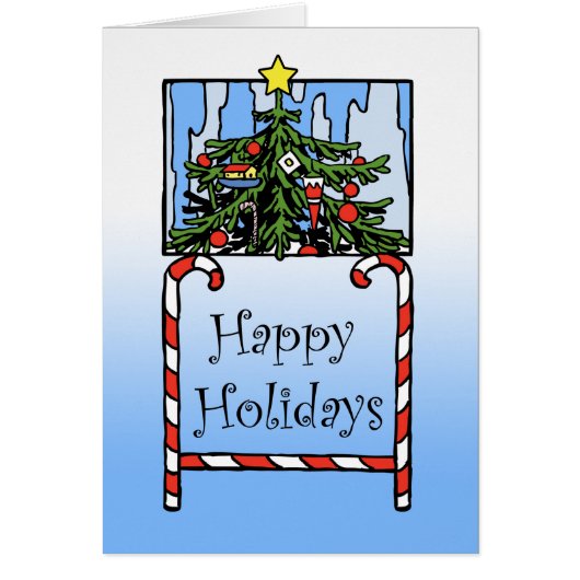 Happy Holidays, Christmas Tree and Candy Canes (Devant)