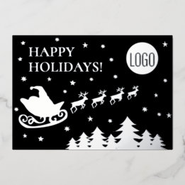 Happy Holidays Company Logo Santa sleigh  Folie Feestdagenkaart