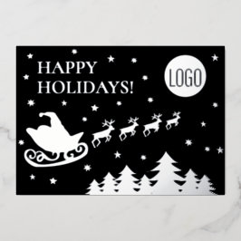 Happy Holidays Company Logo Santa sleigh  Folie Feestdagenkaart