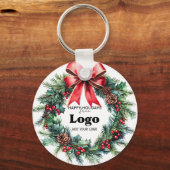 Happy Holidays Custom Logo Bulk Keychains Clients Sleutelhanger (Voorkant)