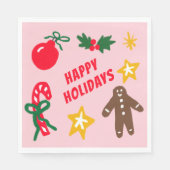 HAPPY HOLIDAYS Cute Hand-Drawn CUSTOM  Servet (Voorkant)