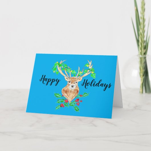 Happy Holidays Deer Bedankkaart (Voorkant)