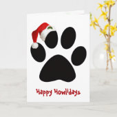 Happy Holidays Dog Paw Print with Hat Kaart (Gele Bloem)