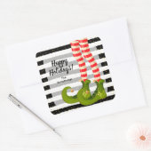 Happy Holidays Elf Legs  Vierkante Sticker (Envelop)