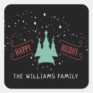 Happy Holidays Family Classical Sticker