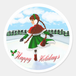 Happy Holidays Girl Sticker