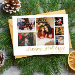 Happy Holidays Gold 6 Carte photo<br><div class="desc">Envoyez vos voeux de Noël avec style avec votre Carte de Vacances Happy Gold 6 Photo Holiday.</div>