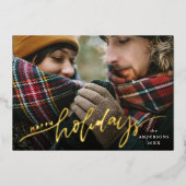 Happy Holidays Gold Foil Script Carte photo de vac (Recto)