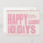 Happy Holidays Letterpress imprimé carte postale r (Devant / Derrière)