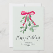 Happy Holidays Mistletoe Green Feestdagenkaart (Voorkant)