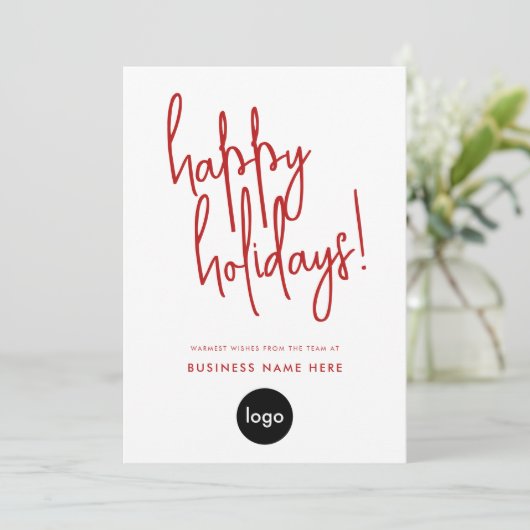 Happy Holidays Modern Minimal Business Feestdagenkaart (Staand voorkant)