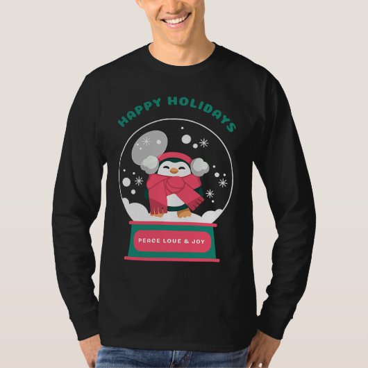 Happy Holidays Peace Love and Joy T-shirt (Voorkant)