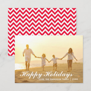 Happy Holidays Photo avec Red Chevron - Carte 3x5