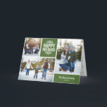 Happy Holidays Photo Collage Carte de voeux<br><div class="desc">Des cartes photos de vacances imprimés sur mesure abordables avec des modèles simples pour la personnalisation. Ce design rustique moderne dispose d'un montage photo avec espace pour 3 photos de famille et du texte en blocs de couleur coordonnés - modifier les couleurs pour correspondre à n'importe quelle photo. Personnalisez-le avec...</div>