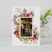 Happy Holidays Photo Floral Foil Carte de vacances (Debout devant)