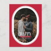 Happy Holidays Red Oval Frame Photo Carte postale (Devant)