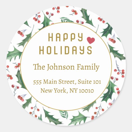 Happy Holidays! Ronde Sticker (Voorkant)