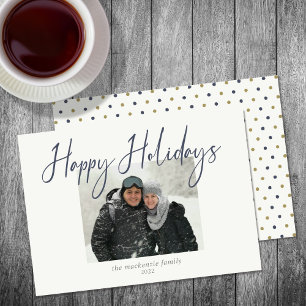 Happy Holidays Simple Photo Marine Sage Carte de v