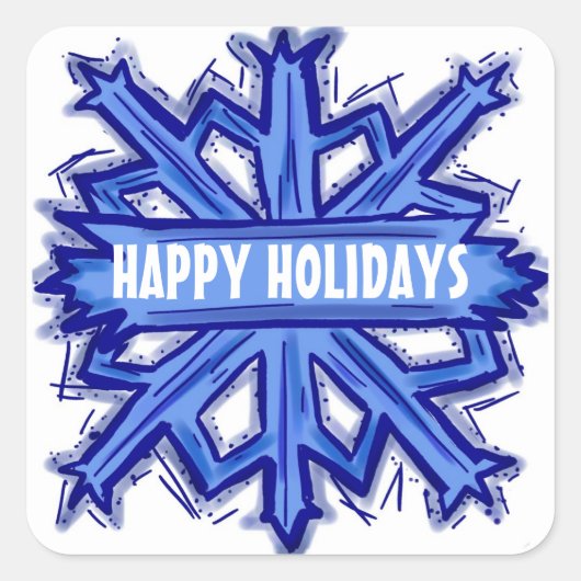 Happy Holidays snowflake autocollants personnalisa (Devant)