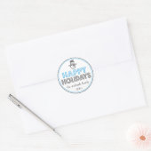 Happy Holidays Snowman Favor Sticker (bleu / gris) (Enveloppe)