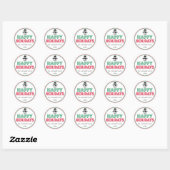 Happy Holidays Snowman Favor Sticker (Rouge / Vert (Feuille)