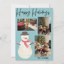Happy Holidays Snowman Photo Card Feestdagenkaart