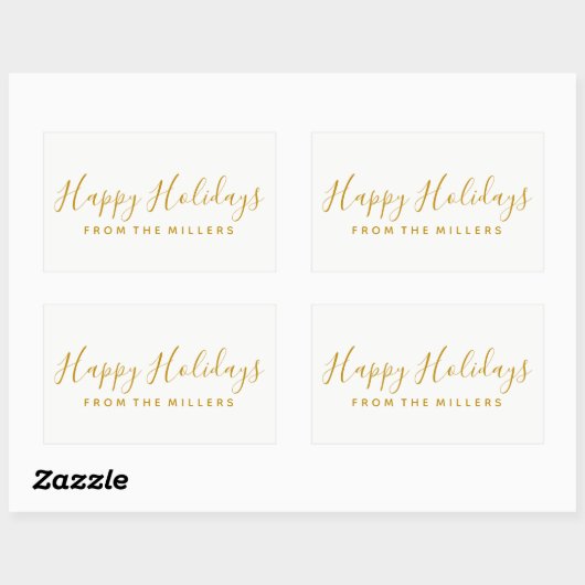 Happy Holidays Sticker Gold Script (Feuille)