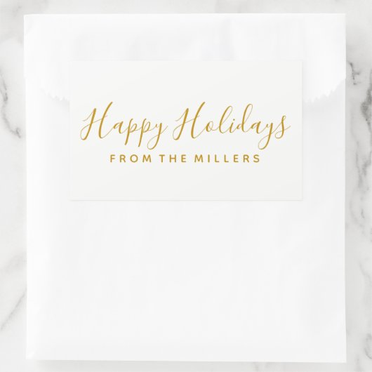 Happy Holidays Sticker Gold Script (Sac)