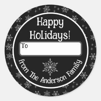 Happy Holidays Sticker noir avec Snowflakes