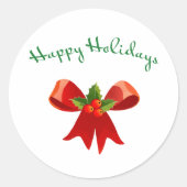 Happy Holidays Sticker Rouge Bow rond Festive (Devant)