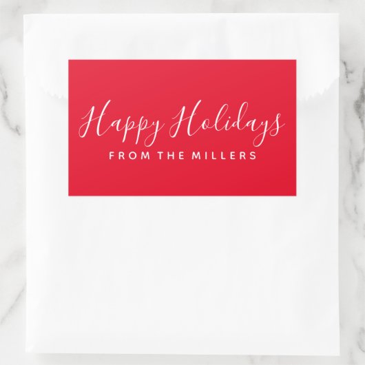 Happy Holidays Sticker Script Rouge Personnalisé (Sac)