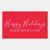 Happy Holidays Sticker Script Rouge Personnalisé (Devant)