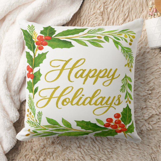 'Happy Holidays' Throw Pillow Kussen (Deken)