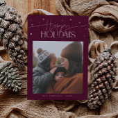 Happy Holidays Typography Cranberry Photo Feestdagenkaart