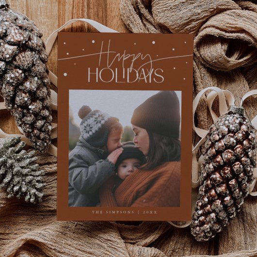 Happy Holidays Typography Terracotta Photo Feestdagenkaart