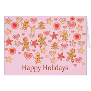Happy Holidays watercolor gingerbread cookies