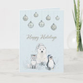   Happy Holidays Winter Arctic Animals  Feestdagen Kaart (Voorkant)