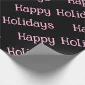Happy Holidays Wrapping Pink Lettering Cadeaupapier (Hoek)
