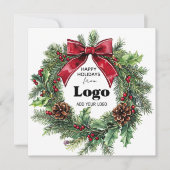 Happy Holidays Wreath Business Logo Bulk Custumer Feestdagenkaart (Voorkant)